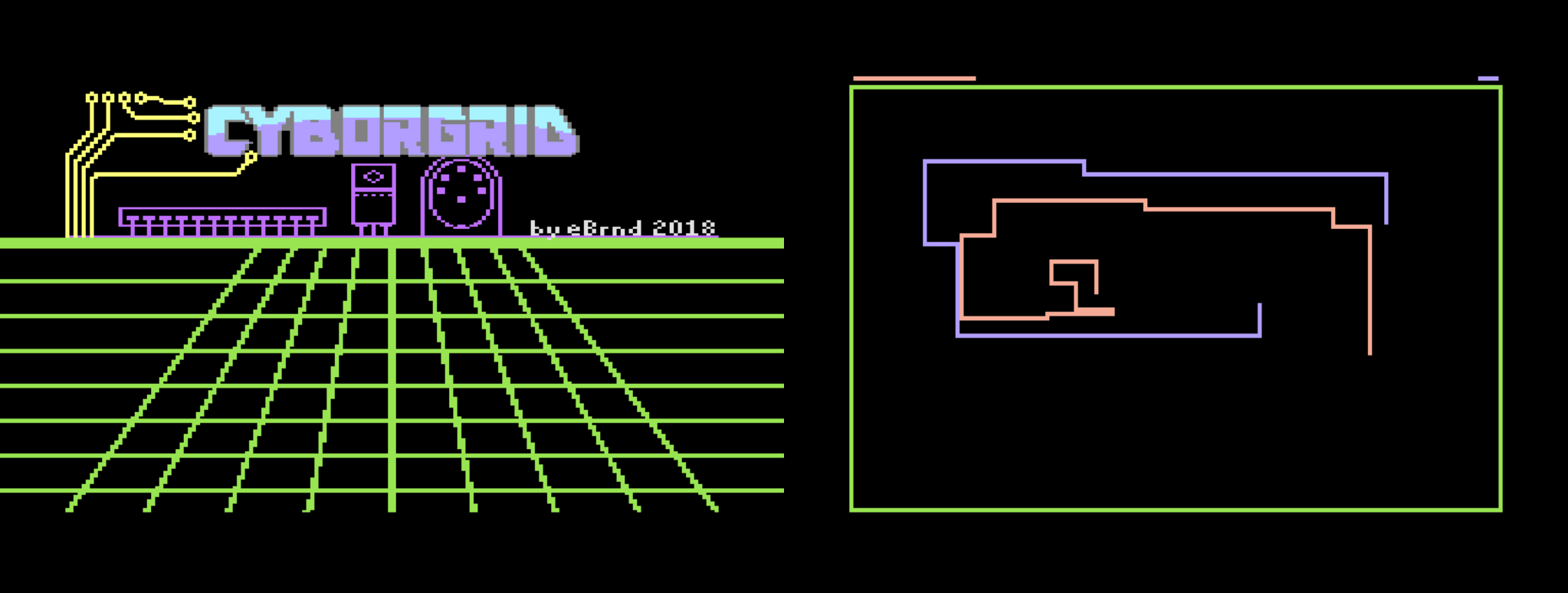 Screenshots of "Snek", a snake-like game on the C64